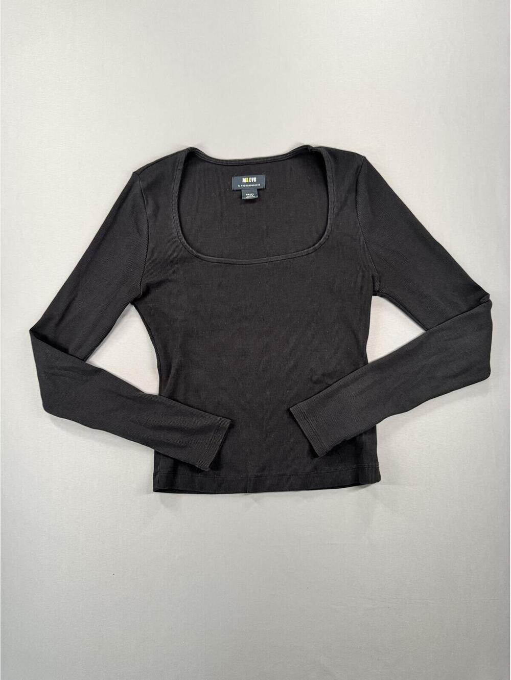 Maeve by Anthropologie | Small | Black Long-Sleeve Scoop-Neck Top
